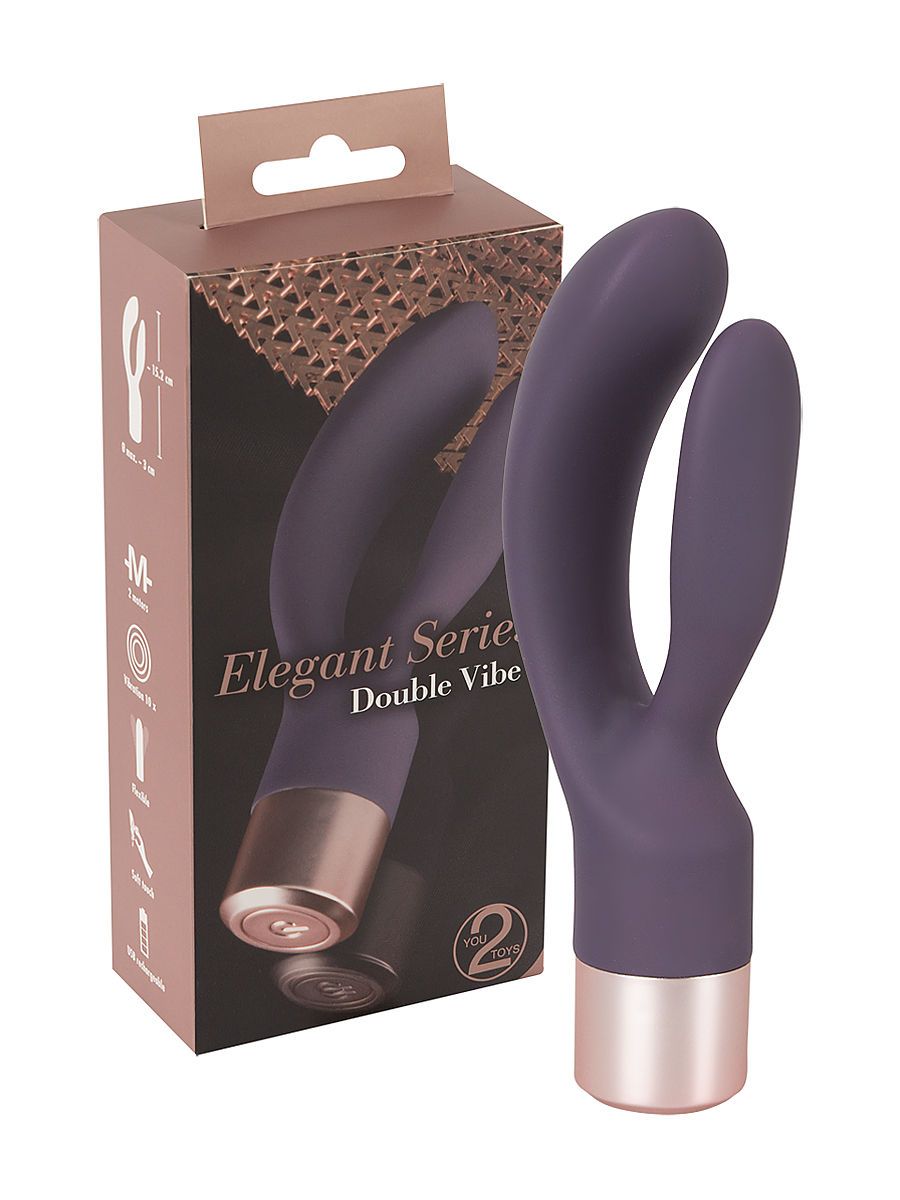 Elegant Series Double Vibe: Doppel-Vibrator, lila/roségold