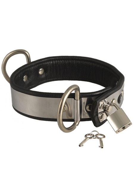 Leder-Metall-Halsfessel mit Schloss