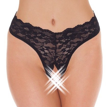 Ouvert-Spitzenstring, schwarz (One Size) Ouvert-Spitzenstring, schwarz (One Size)