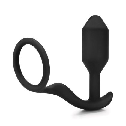 B-Vibe Snug & Tug: Silikon-Analplug mit Penisring (128g), schwarz B-Vibe Snug & Tug: Silikon-Analplug mit Penisring (128g), schwarz
