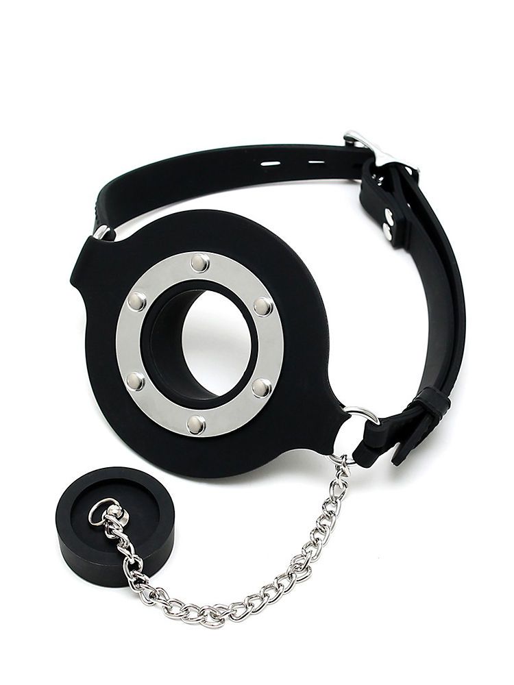 Silikon Mundknebel mit Stöpsel-Verschluss, schwarz