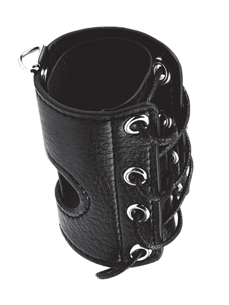 Blue Line 3%27%27 Cock Sheath: Kunstleder-Penismanschette, schwarz