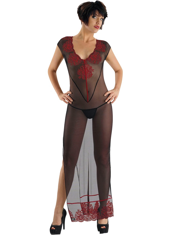 Eros Veneziani Adelia: Negligé und String, schwarz/rot (M/L)