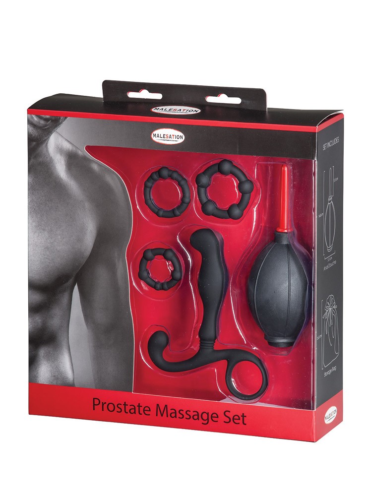 Malesation Prostate Massage: Analtoy-Set, schwarz/rot