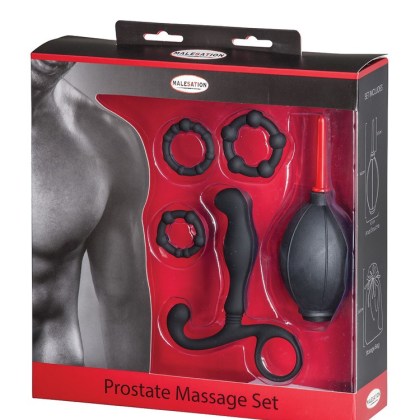 Malesation Prostate Massage: Analtoy-Set, schwarz/rot Malesation Prostate Massage: Analtoy-Set, schwarz/rot
