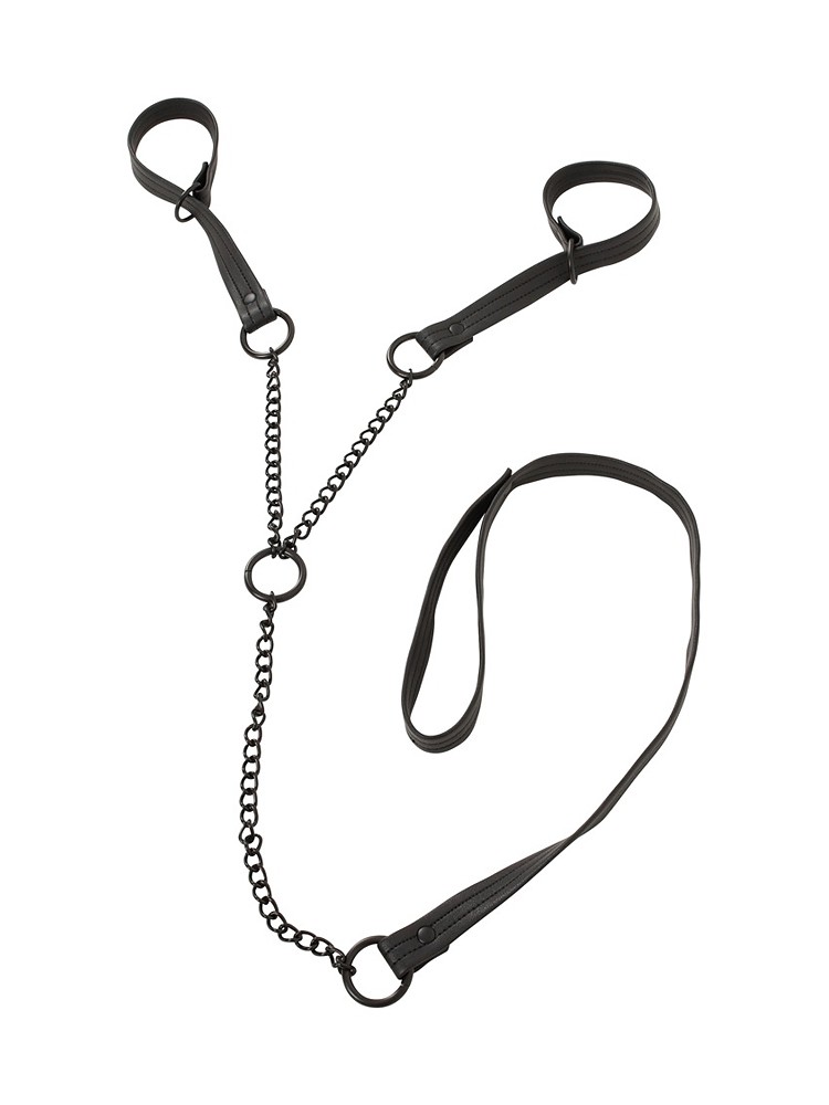 Bad Kitty Handfesseln mit Leine, schwarz