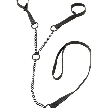 Bad Kitty Handfesseln mit Leine, schwarz Bad Kitty Handfesseln mit Leine, schwarz