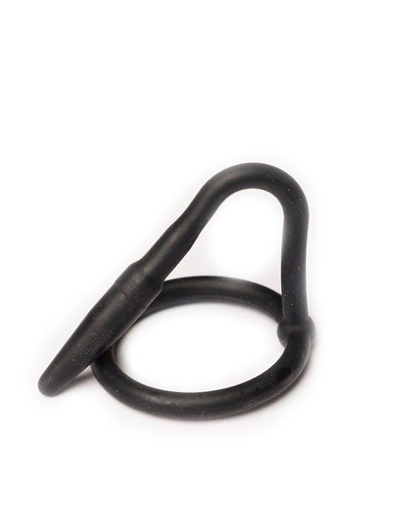 Sport Fucker Cock Plug: Eichelring mit Penisplug, schwarz