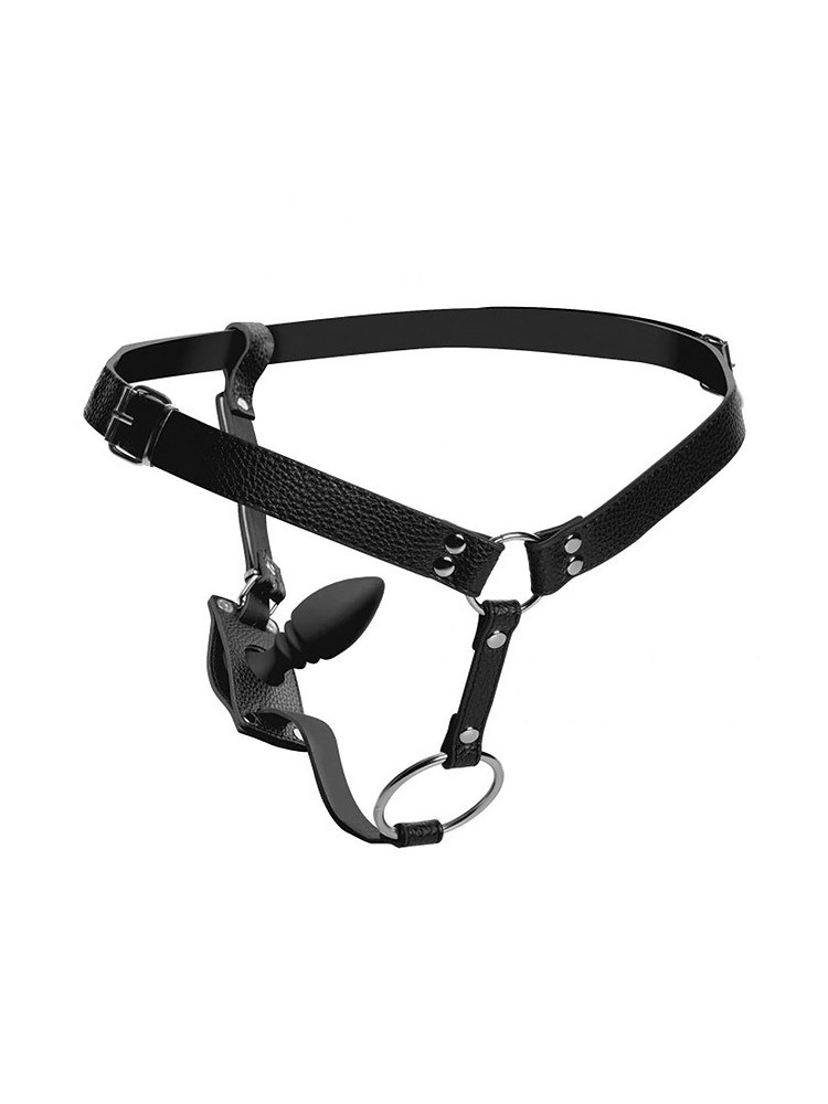 Strict Male Harness with Analplug: Herren-Zaumzeug mit Analplug, schwarz