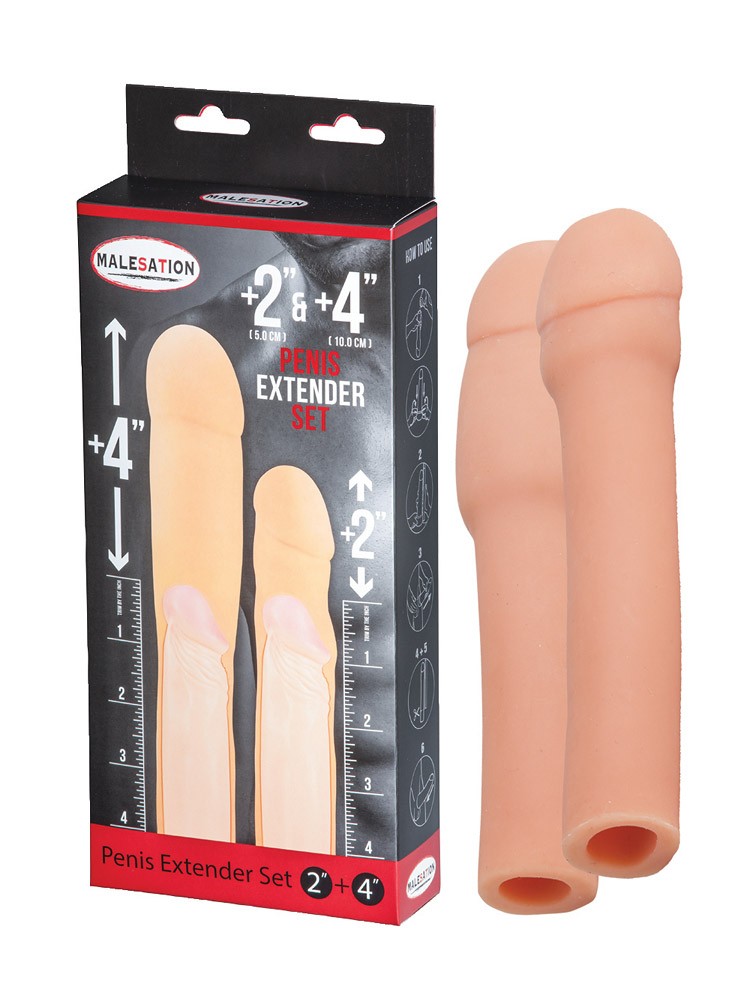Malesation Penis Extender 2%27%27+4%27%27: Penishüllen-Set, haut