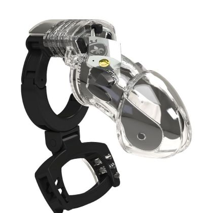 Mystim Pubic Enemy No 3: Elektro-Peniskäfig, transparent/schwarz Mystim Pubic Enemy No 3: Elektro-Peniskäfig, transparent/schwarz