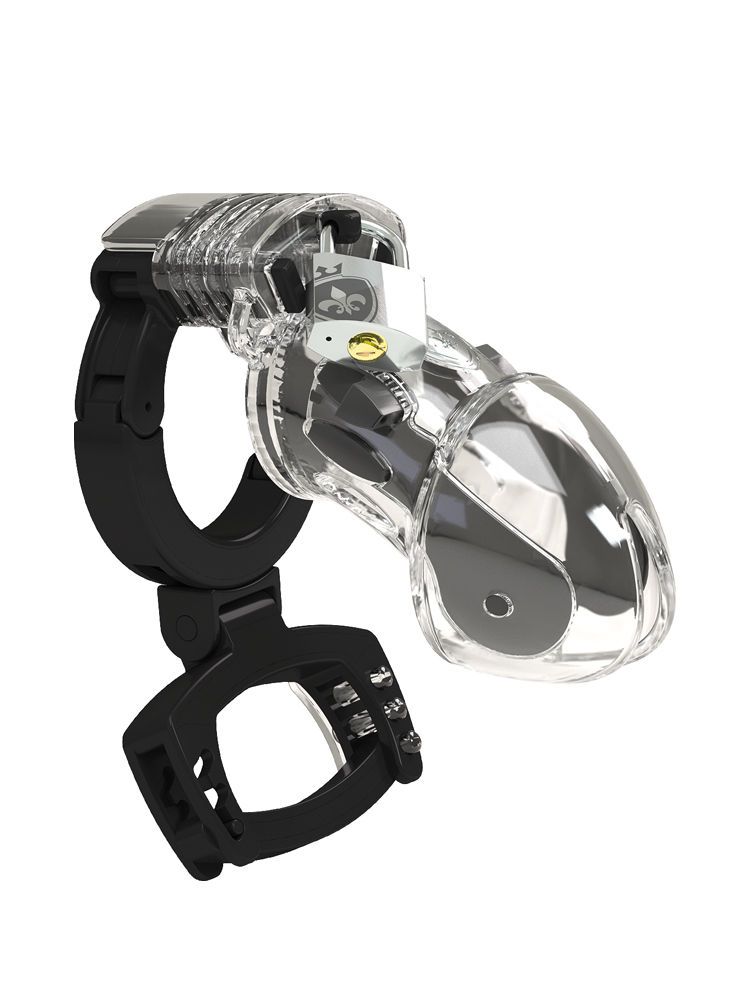 Mystim Pubic Enemy No 3: Elektro-Peniskäfig, transparent/schwarz