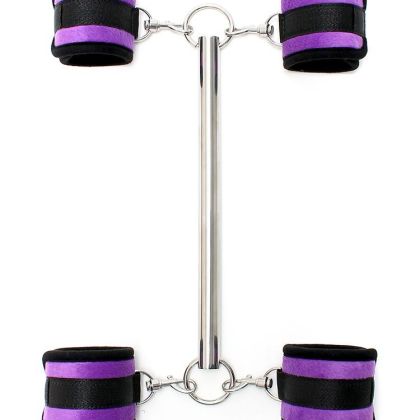 Softbondage Spreizstange mit abnehmbaren Hand- und Fußfesseln, lila/schwarz Softbondage Spreizstange mit abnehmbaren Hand- und Fußfesseln, lila/schwarz