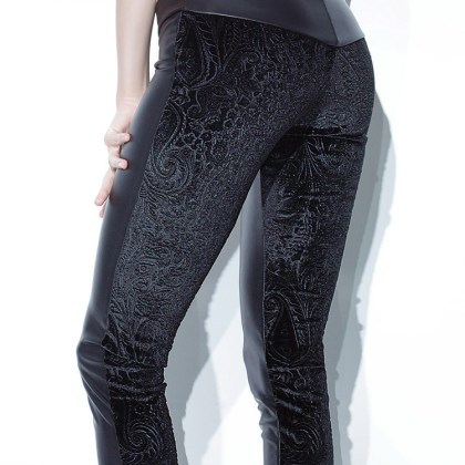 Coquette: Wetlook-Samt-Hose, schwarz (M) Coquette: Wetlook-Samt-Hose, schwarz (M)