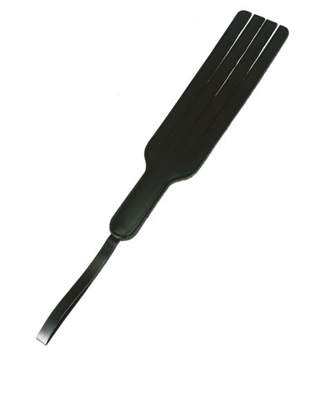 Lederklatsche geschlitzt, schwarz
