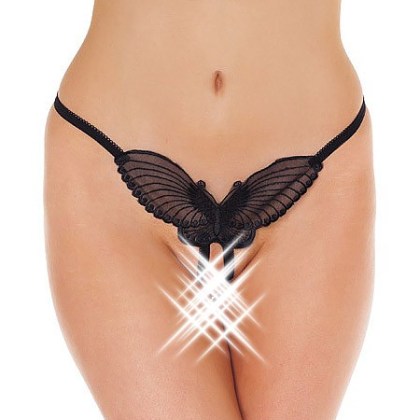 Ouvert-Tanga: Butterfly, schwarz (One Size) Ouvert-Tanga: Butterfly, schwarz (One Size)