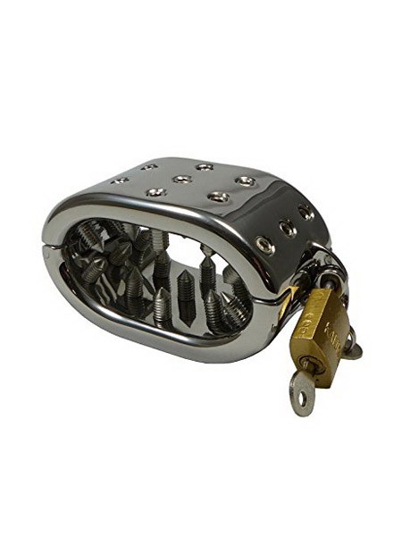 Black Label Stainless Steel Oval Spiked Ball Stretcher: Edelstahl-Hodenstretc...
