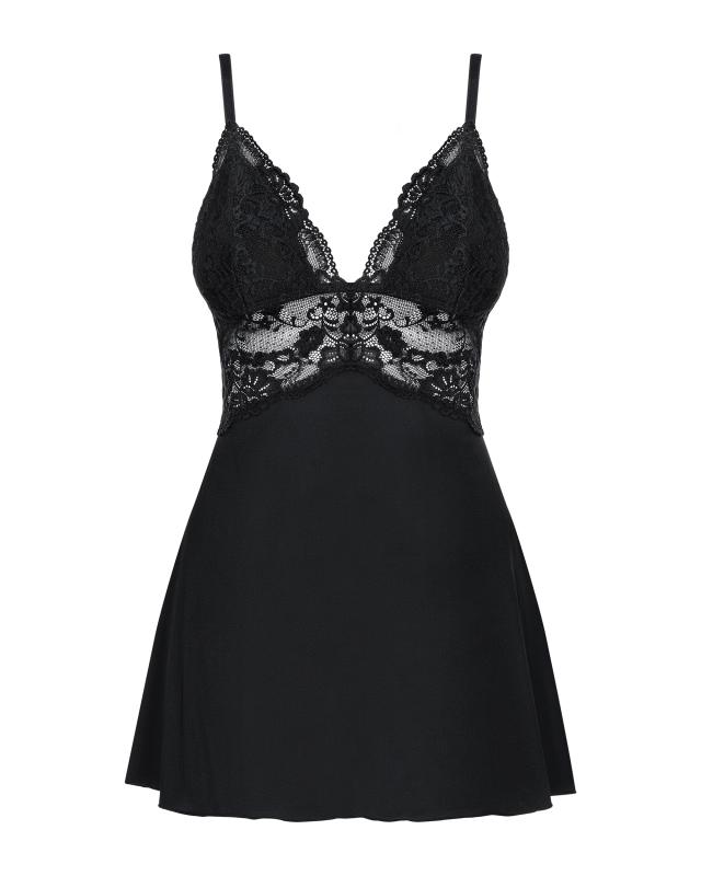 Babydoll Set Mit Spitze - Schwarz