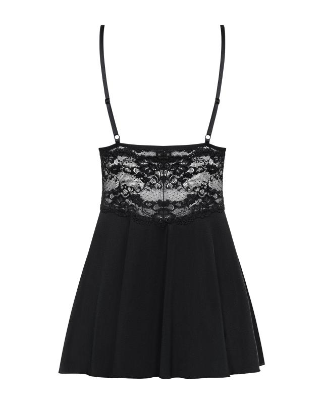 Babydoll Set Mit Spitze - Schwarz