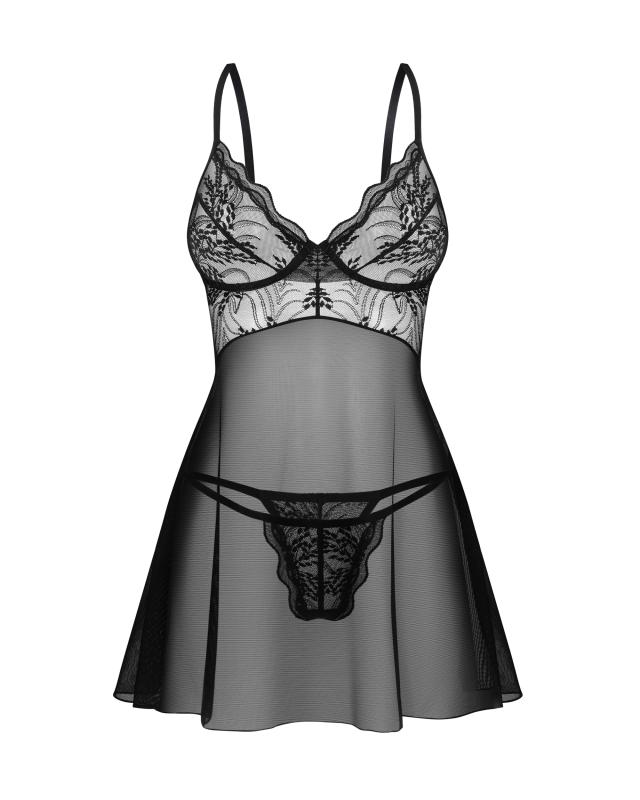 Obsessive - Perisia Babydoll & String - Schwarz