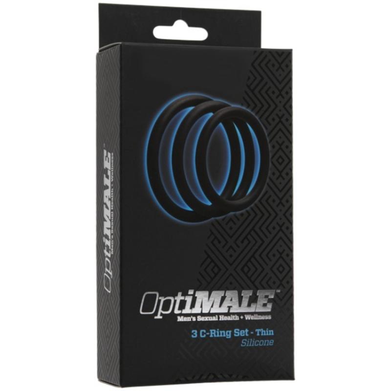 Doc Johnson - OptiMALE 3 Dünne Cockring-Set - Schwarz