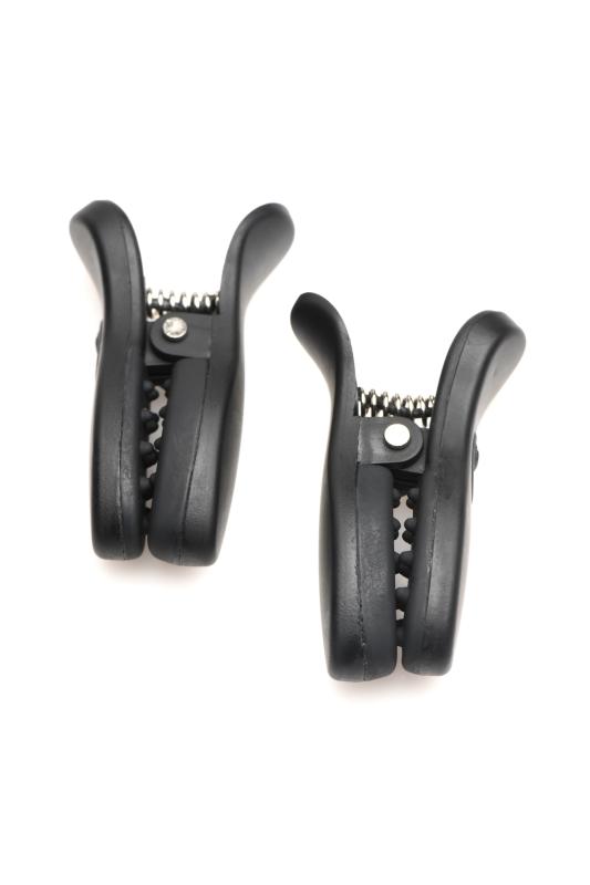 XR Brands - Dark Grip Vibrations-Brustwarzenklemmen - Schwarz