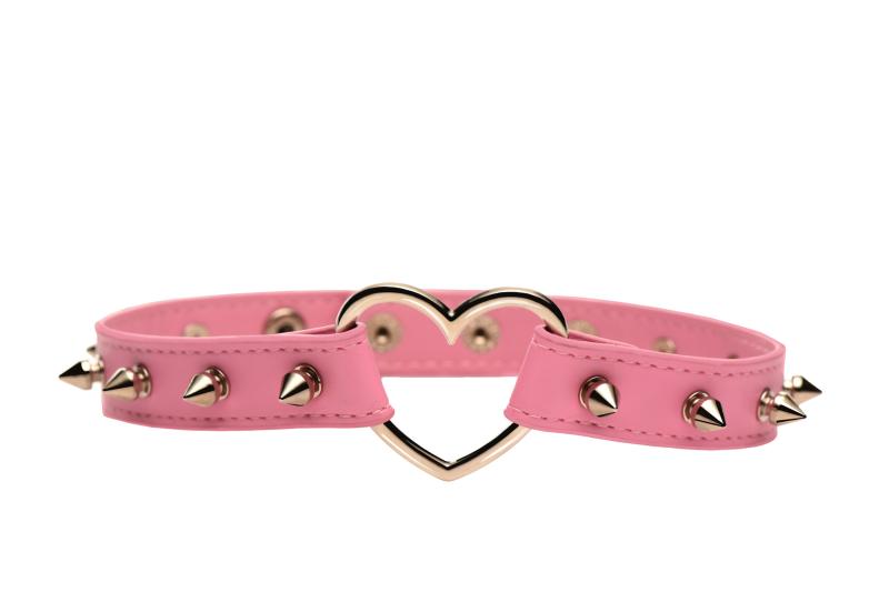 XR Brands - Spiked Heart Choker - Rosa