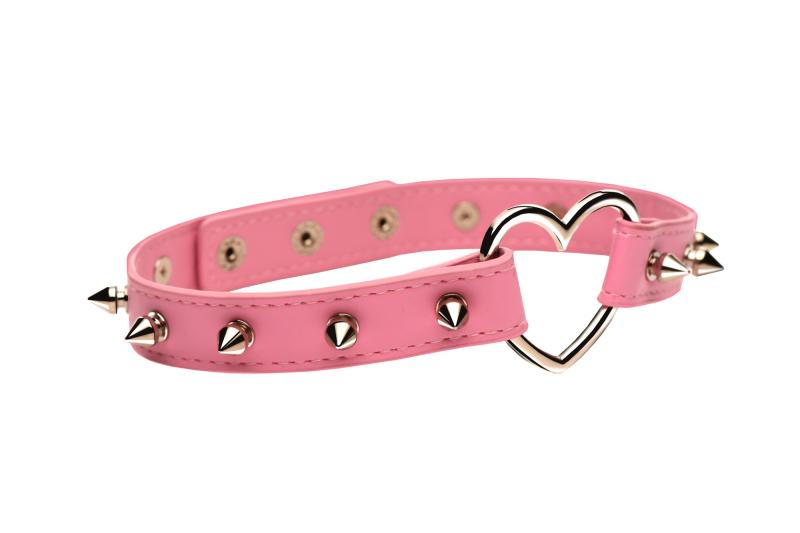 XR Brands - Spiked Heart Choker - Rosa