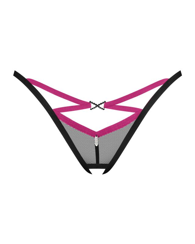 Obsessive - Novenes String mit offenem Schritt - Schwarz/Lila