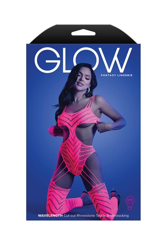 Fantasy Lingerie - Rhinestone Teddy Bodystocking - Rosa