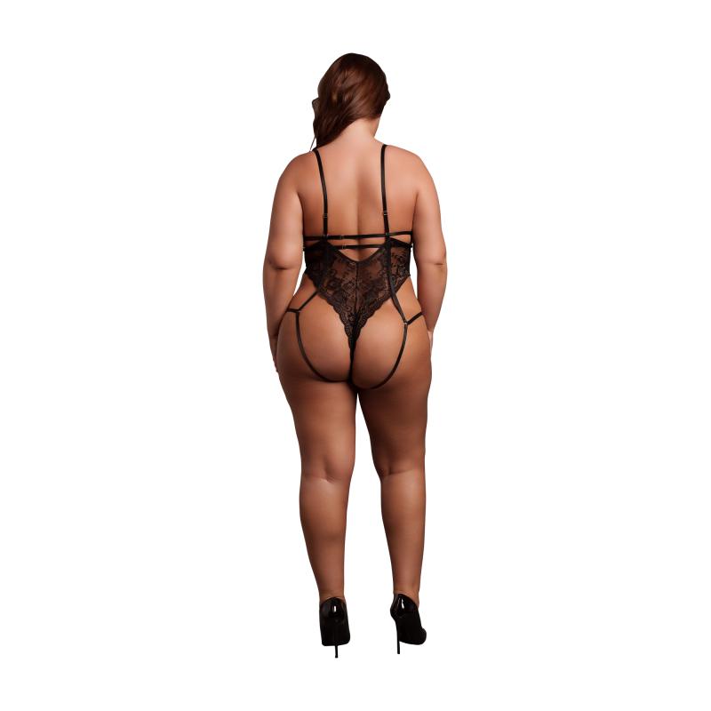 Le Désir – Spitzen-Body mit offenen Cups und Bügeln – Schwarz