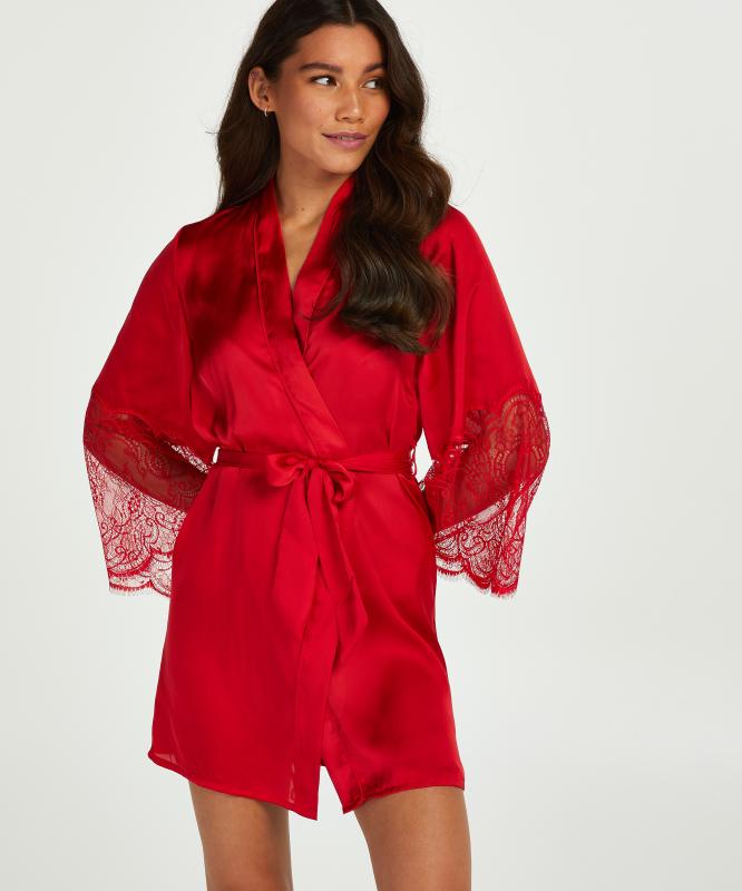 Luxus-Satin-Kimono - Rot