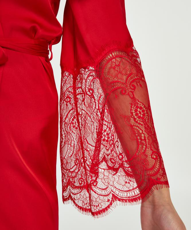 Luxus-Satin-Kimono - Rot