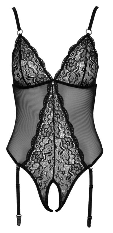 Bodysuit mit offenem Schritt - Schwarz