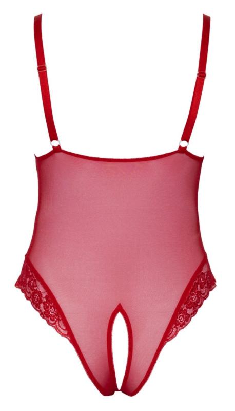 Bodysuit mit offenem Schritt - Rot
