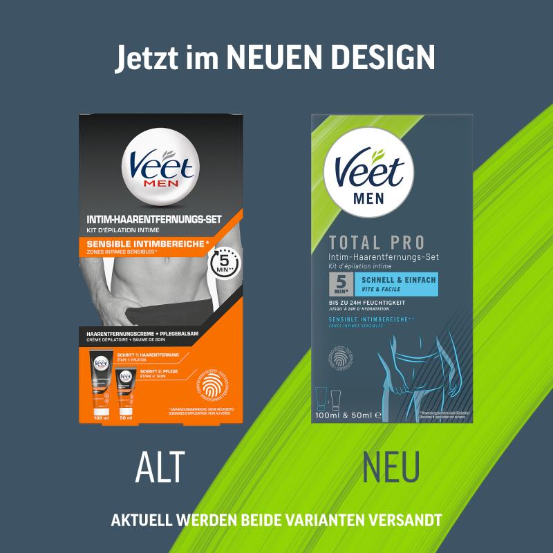 Veet Men Intim-Haarentfernungs-Set für Männer - 100 ml Tube & 50 ml Balsam