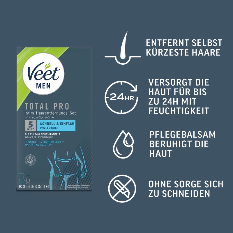 Veet Men Intim-Haarentfernungs-Set für Männer - 100 ml Tube & 50 ml Balsam