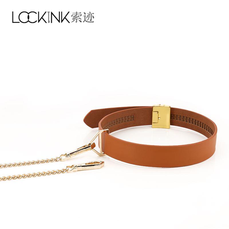 LOCKINK - Halsband mit Leine Set - braun