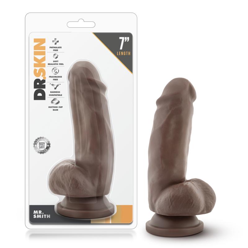 Dr. Skin »Mr. Smith« Realistischer Dildo mit Saugnapf - 17,8 cm - Schokoladenbraun