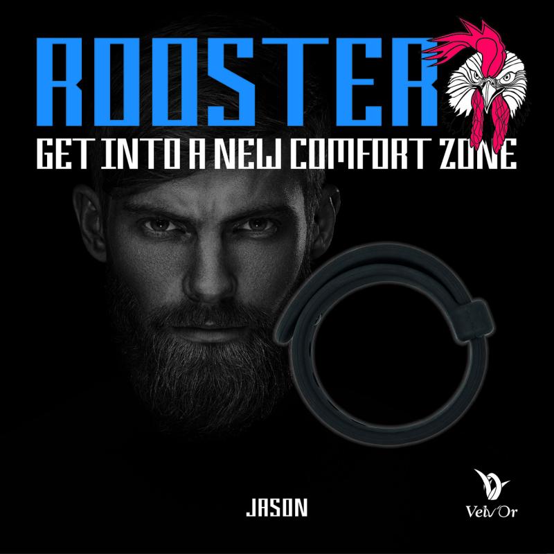 VELV%27OR - Rooster Jason Verstellbarer Cockring mit Festem Band - Schwarz