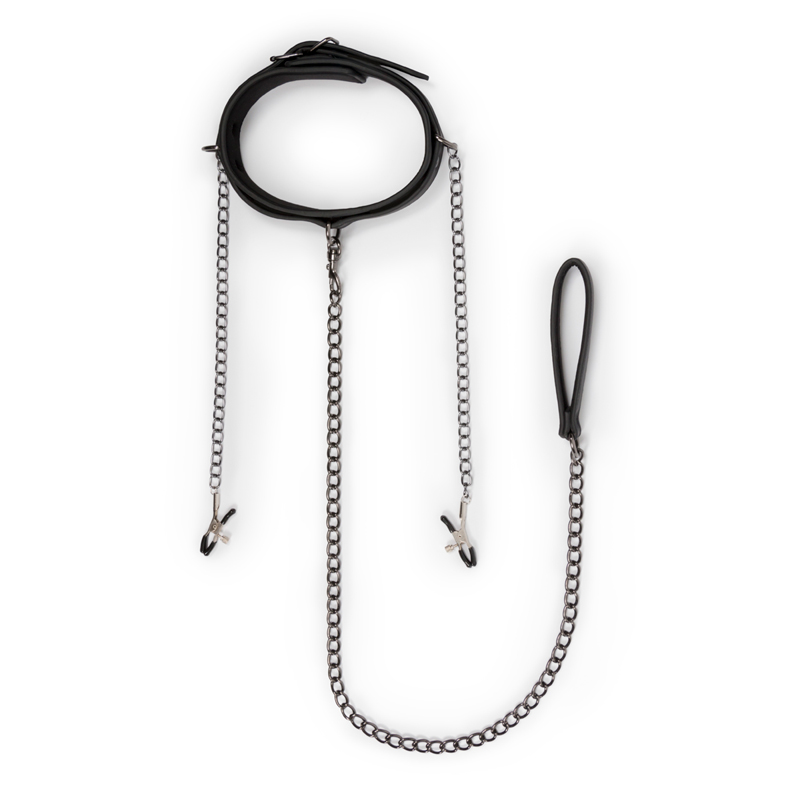 EasyToys Halsband mit Leine & Nippelklemmen