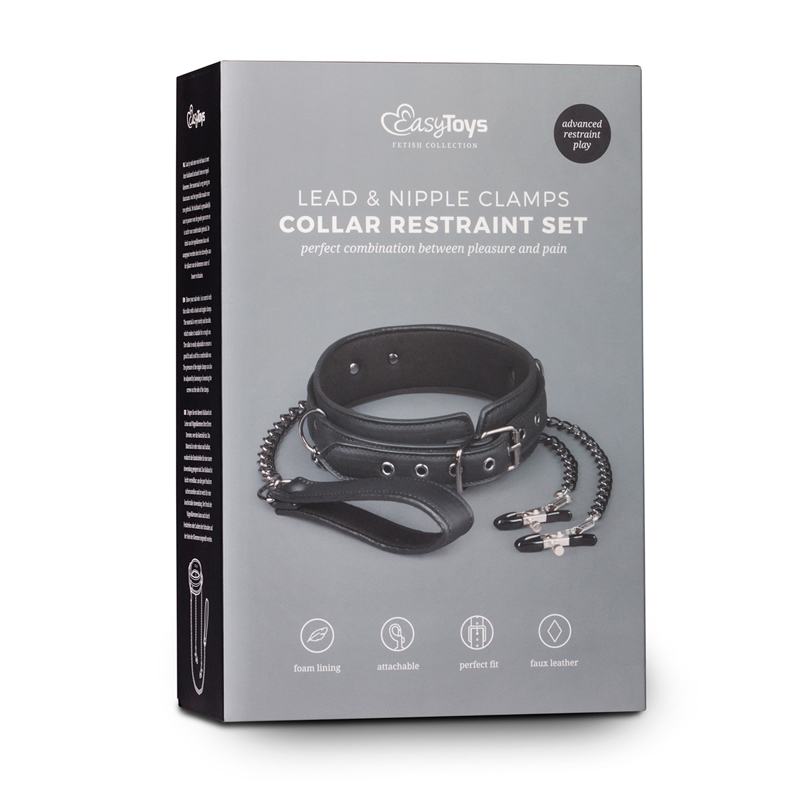 EasyToys Halsband mit Leine & Nippelklemmen