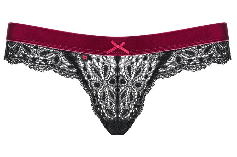Rossita Spitzen-String - Schwarz/Rot