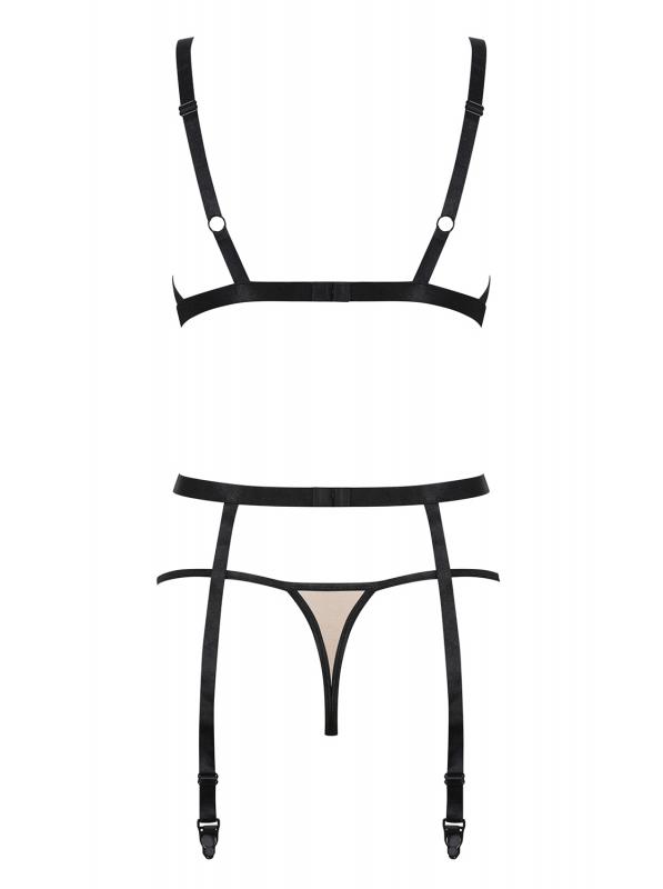 Nudelia 3-teiliges Strumpfband-Set - Hautfarben/Schwarz