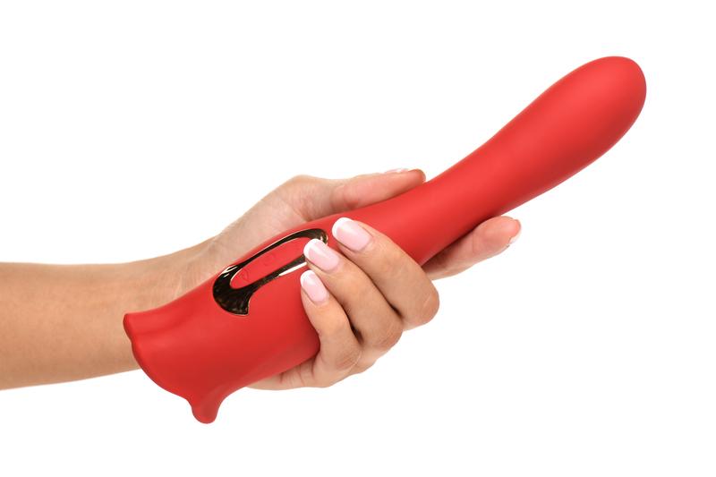 Lickgasm Kus + Doppelseitiger Kuss Vibrator - Rot