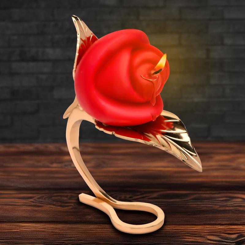 XR Brands - Rosenkerze mit Halter - Rot