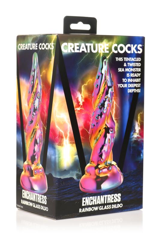XR Brands - Bezaubernder Regenbogen Glasdildo - Gelb & Pink