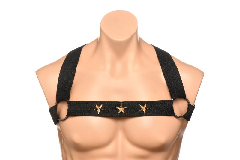 XR Brands - Brustgeschirr mit Armbändern - Schwarz
