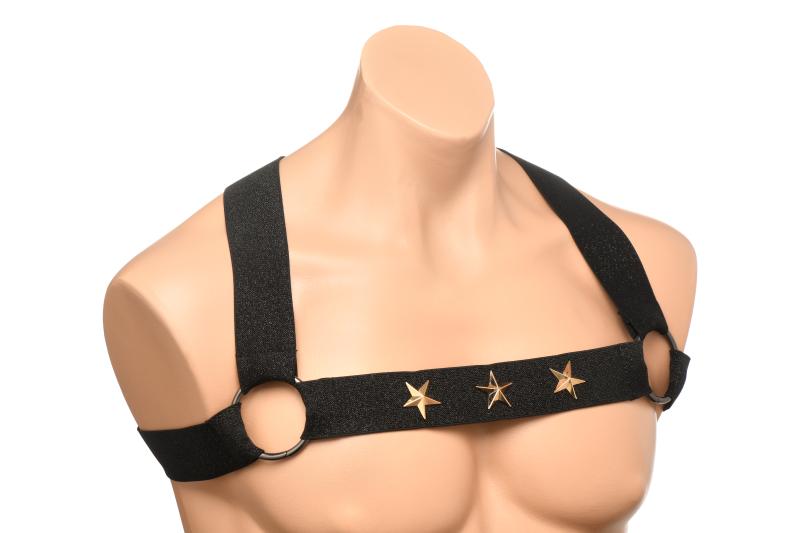XR Brands - Brustgeschirr mit Armbändern - Schwarz