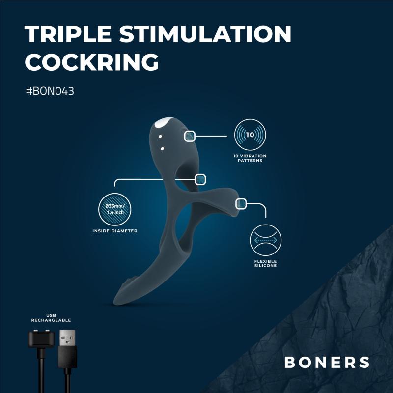 Boners »Dreifachpunkte« Penisring mit Vibration